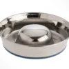 OurPets Premium Rubber-Bonded Stainless Steel Slow Feed Bowl