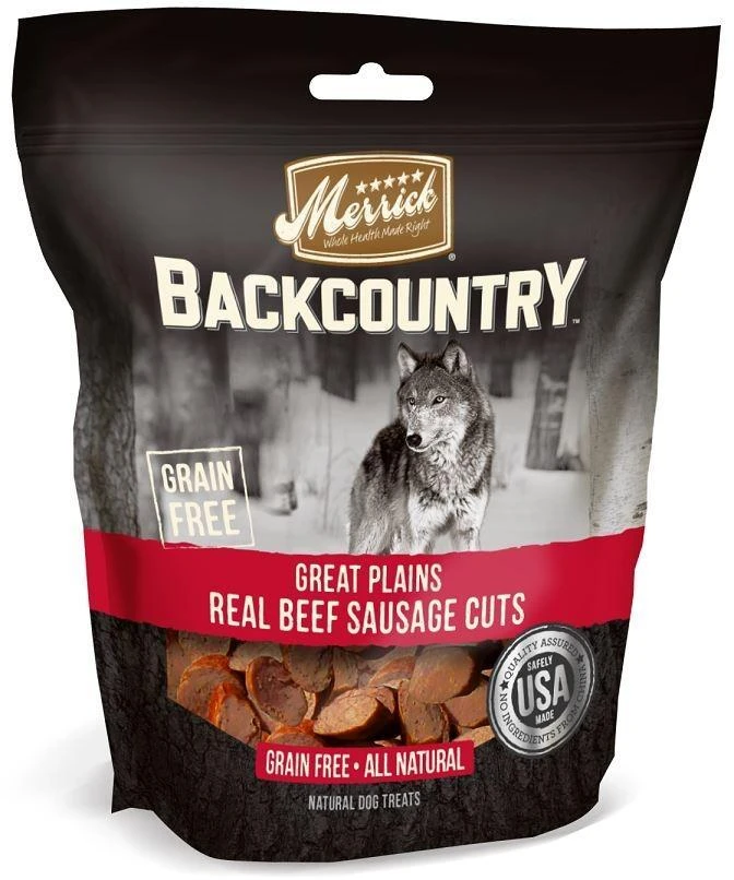 Merrick Backcountry Great Plains Grain Free Real Beef Sausage Cuts Dog Treats 1 Merrick Backcountry Great Plains Grain Free Real Beef Sausage Cuts Dog Treats