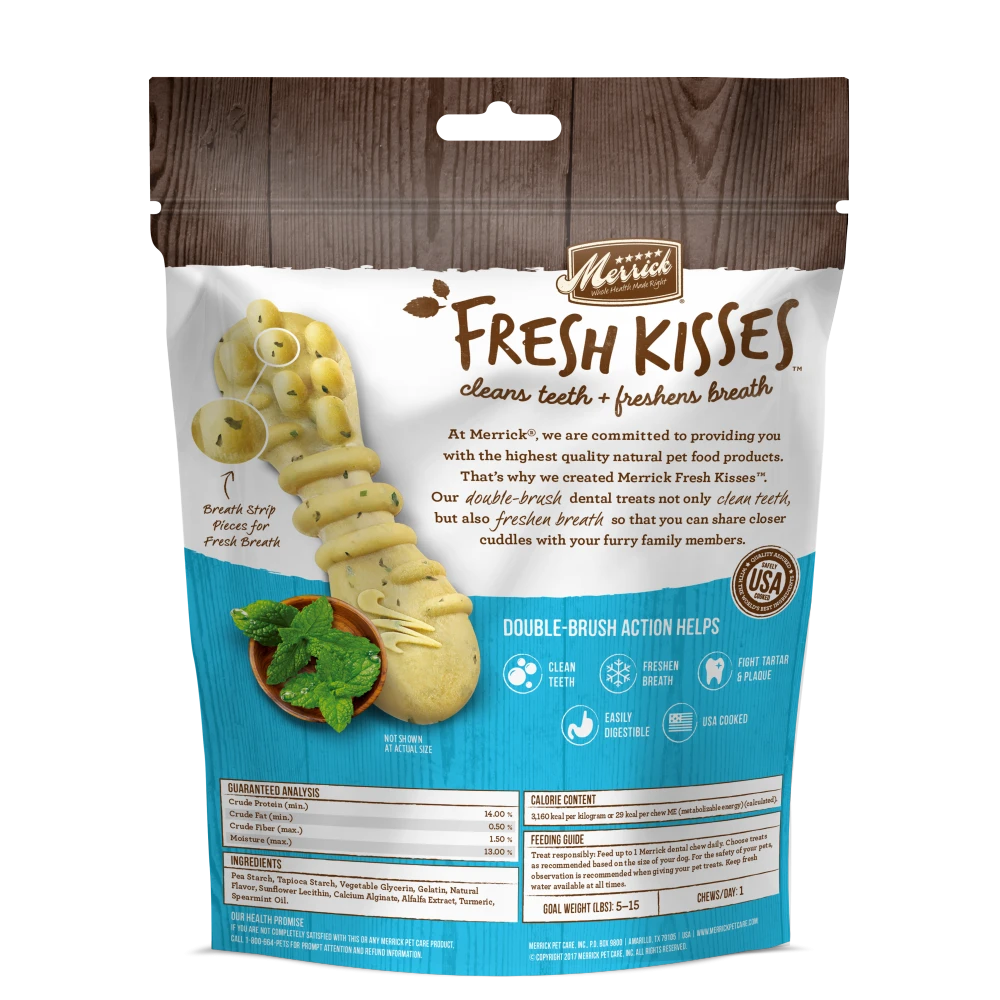 Merrick Fresh Kisses Grain Free Mint Breath Strips Extra Small Dental Dog Treats 2 Merrick Fresh Kisses Grain Free Mint Breath Strips Extra Small Dental Dog Treats - Image 2