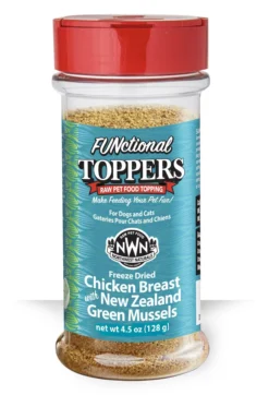 Northwest Naturals Freeze Dried Toppers -Blue Boo Pet Care Shop NWN TopperJar ChickenMussels 2022B