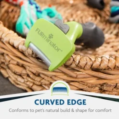 FURminator® Undercoat DeShedding Tool For Dogs With Long Hair -Blue Boo Pet Care Shop P92924 GalleryImages 03 CurvedEdge