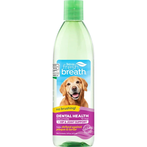 TropiClean Fresh Breath Dental Health Solution Plus Hip & Joint For Dogs 1 TropiClean Fresh Breath Dental Health Solution Plus Hip & Joint For Dogs